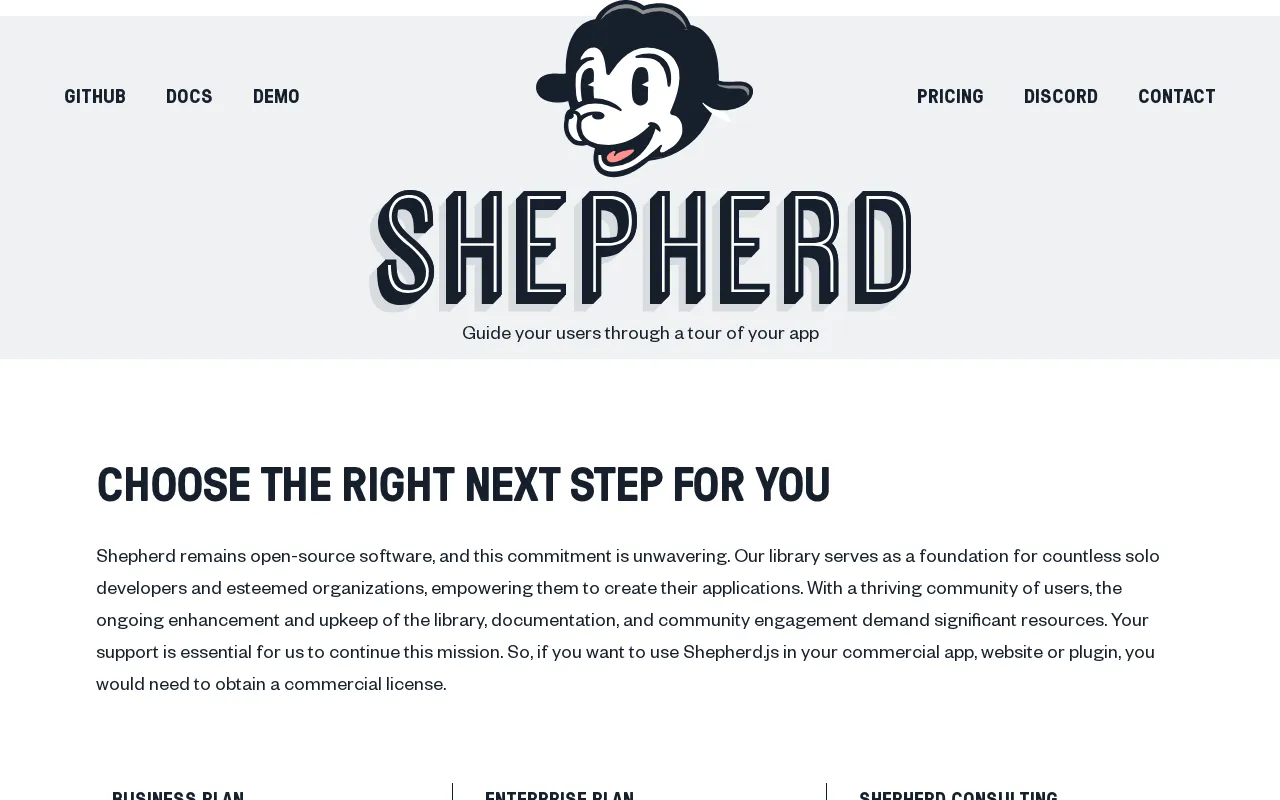 Shepherd — pricing page
