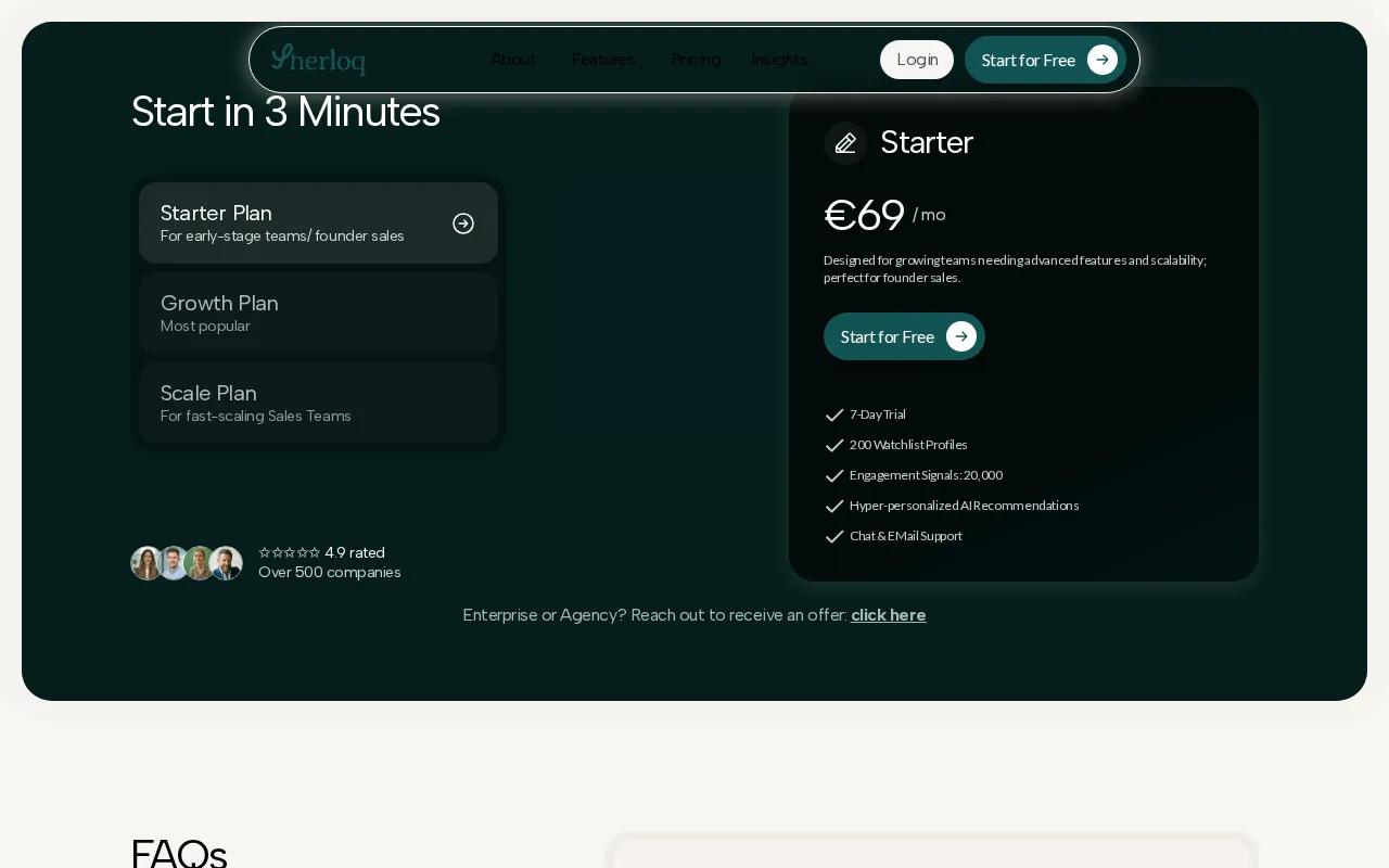 Sherloq — pricing page