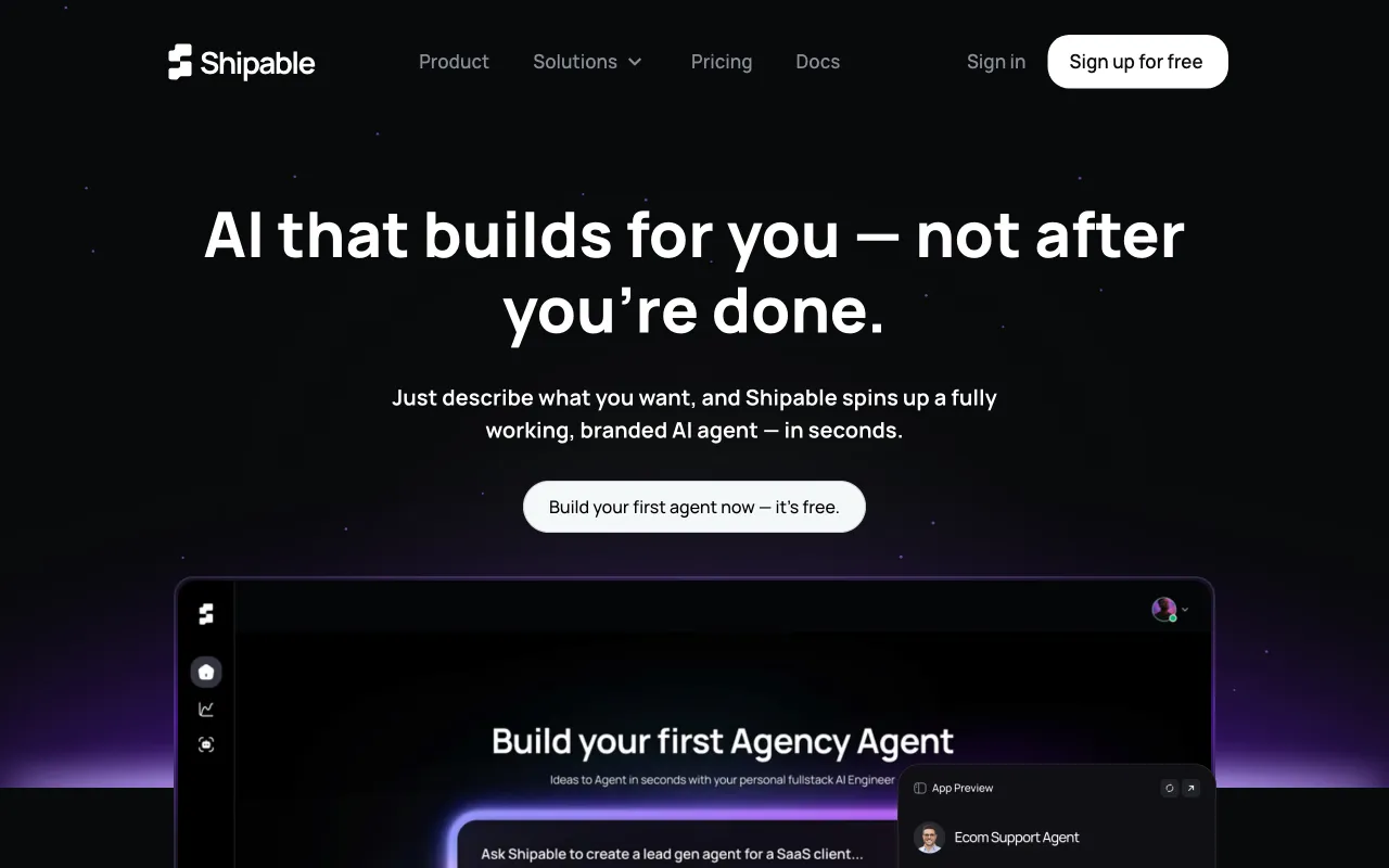 Shipable AI — preview screenshot