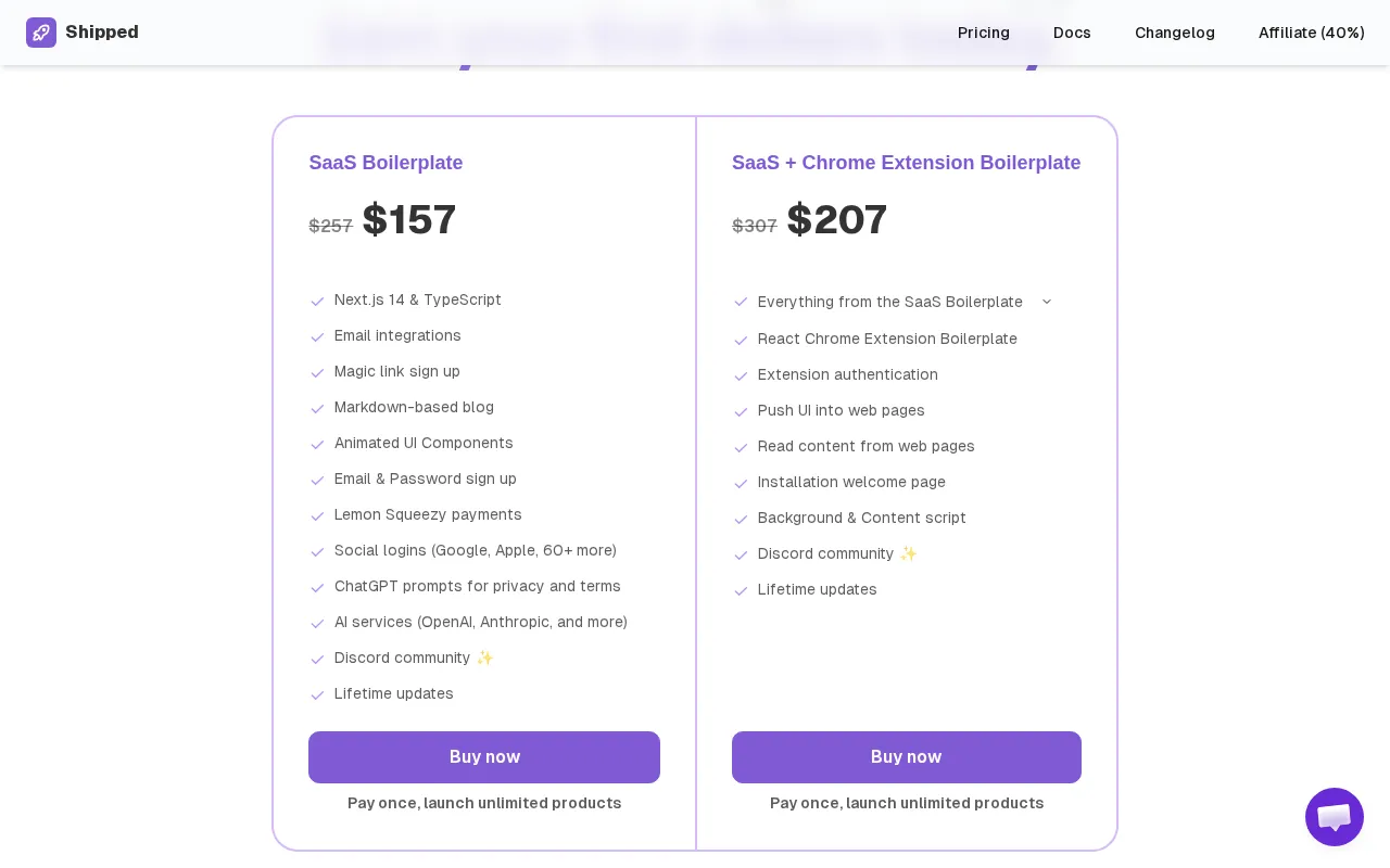 Shipped.club — pricing page