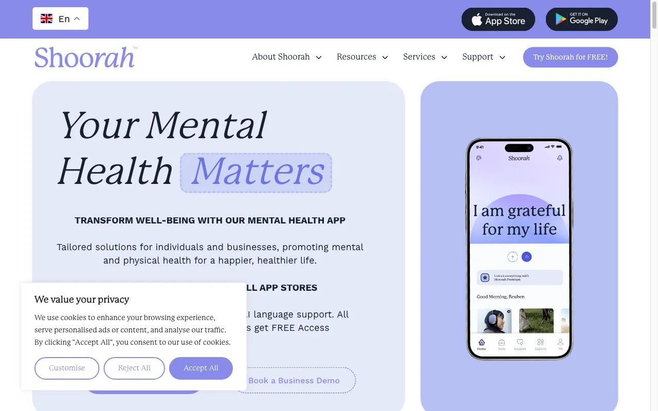 Shoorah Wellbeing — preview screenshot