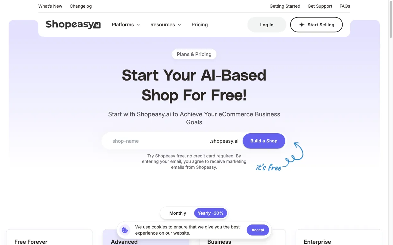 shopeasy.ai — pricing page