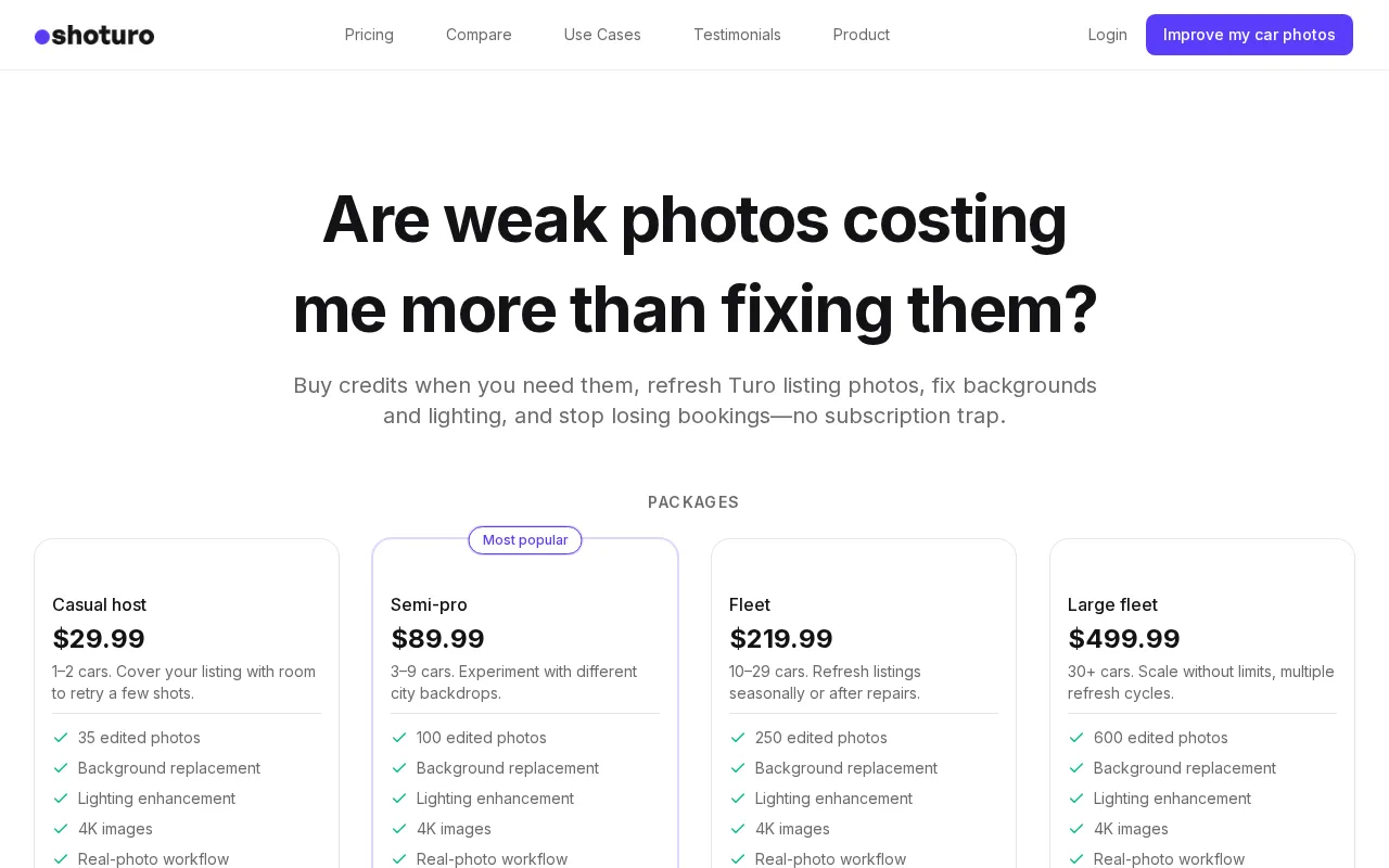 Shoturo — pricing page