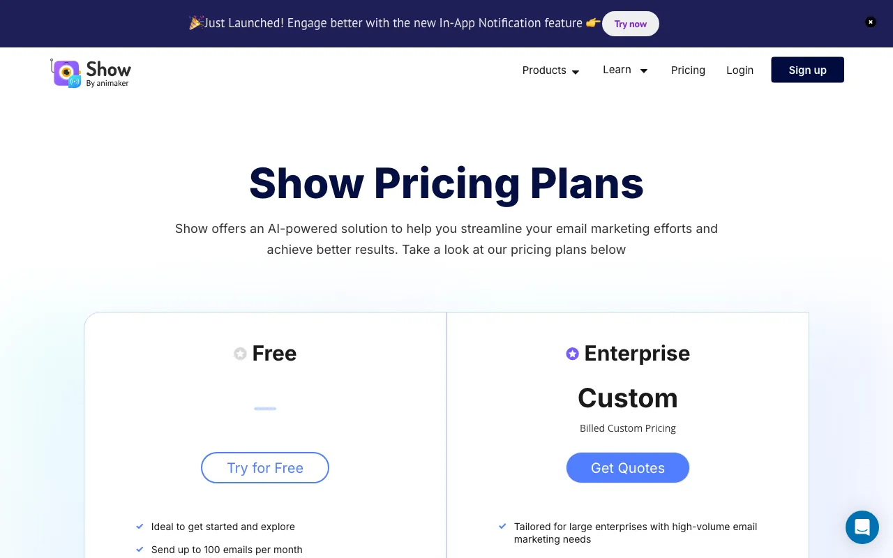 Show by Animaker — pricing page