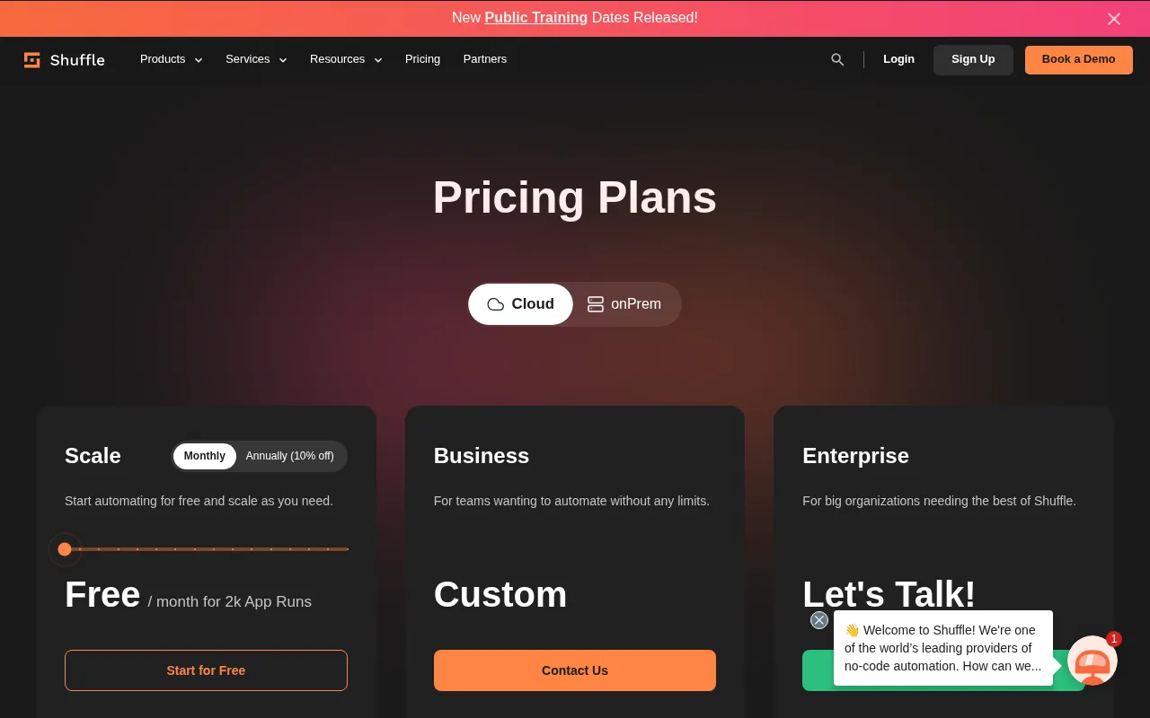 Shuffler — pricing page