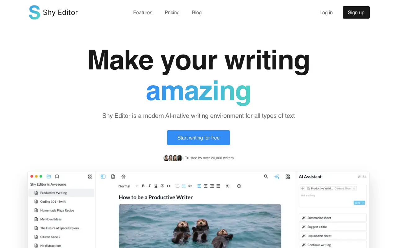 Shy Editor — preview screenshot