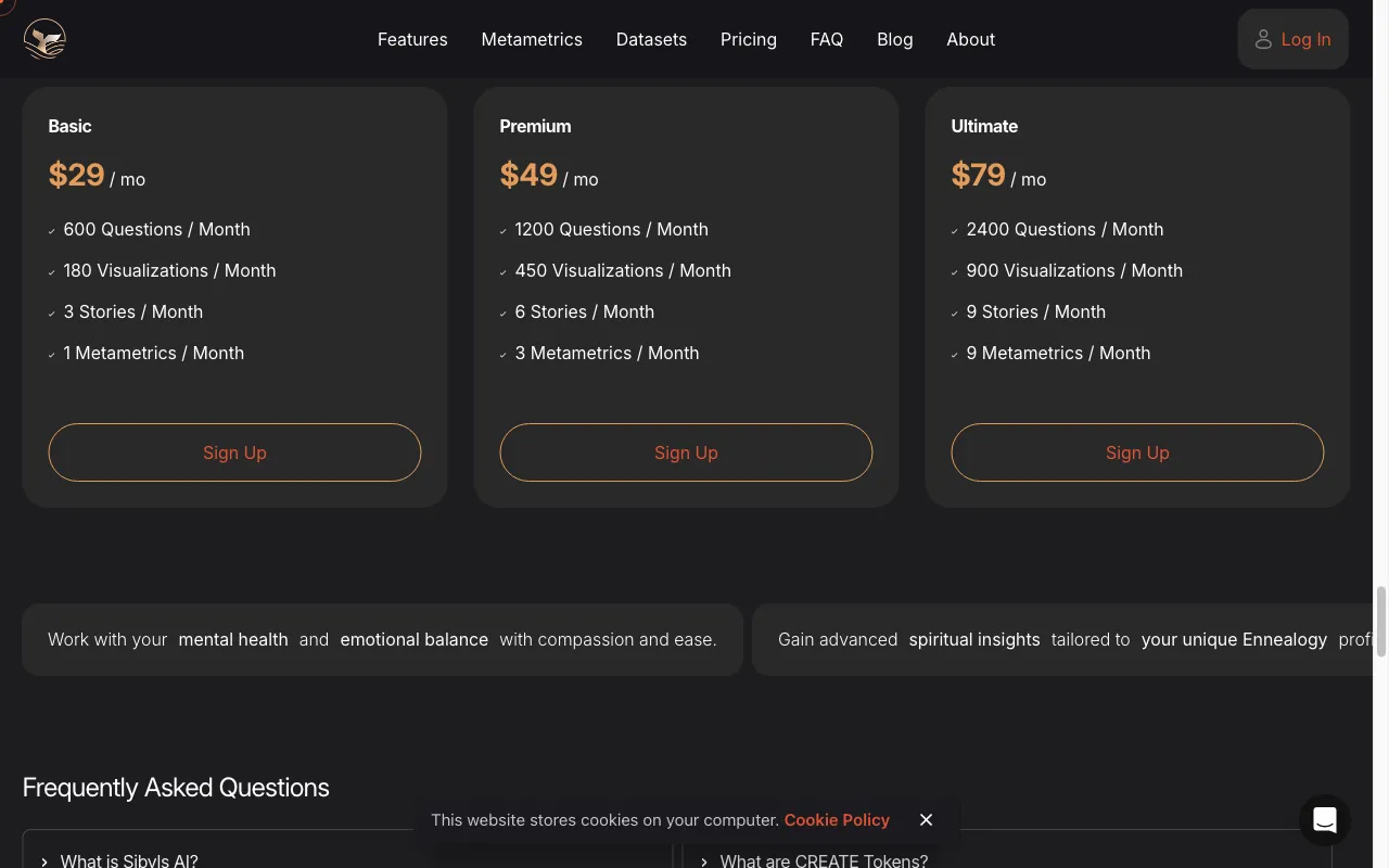 Sibyl AI — pricing page