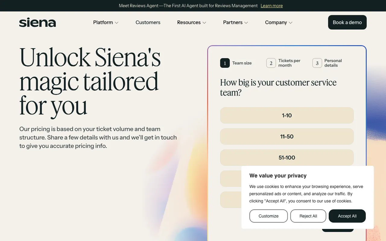 Siena AI — pricing page