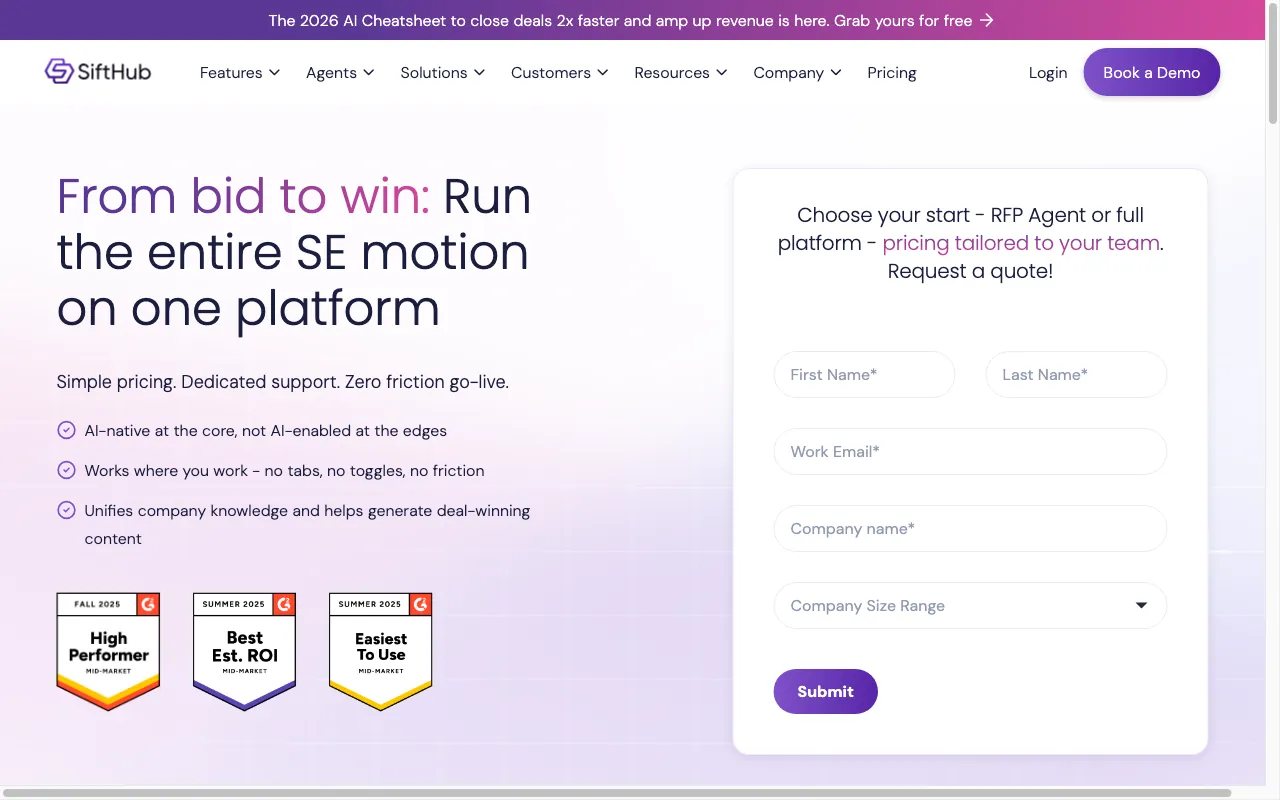 SiftHub — pricing page