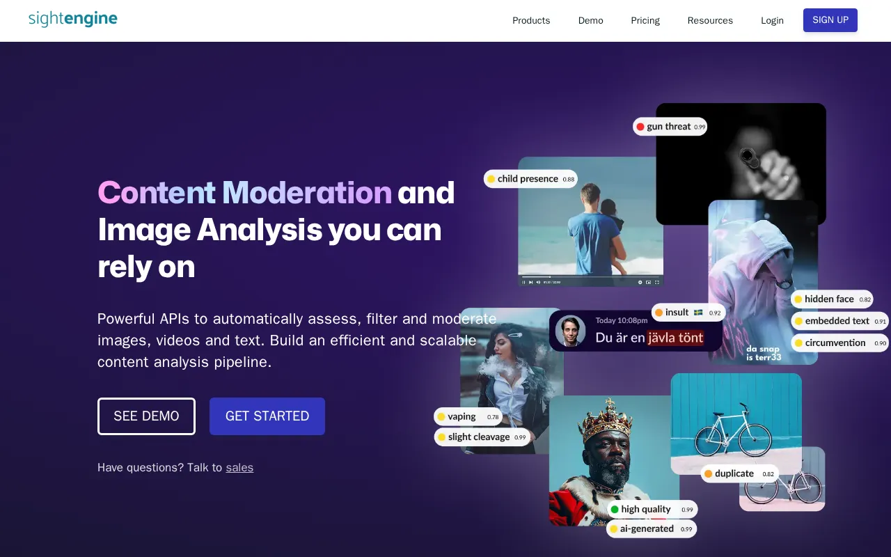 Sightengine — preview screenshot