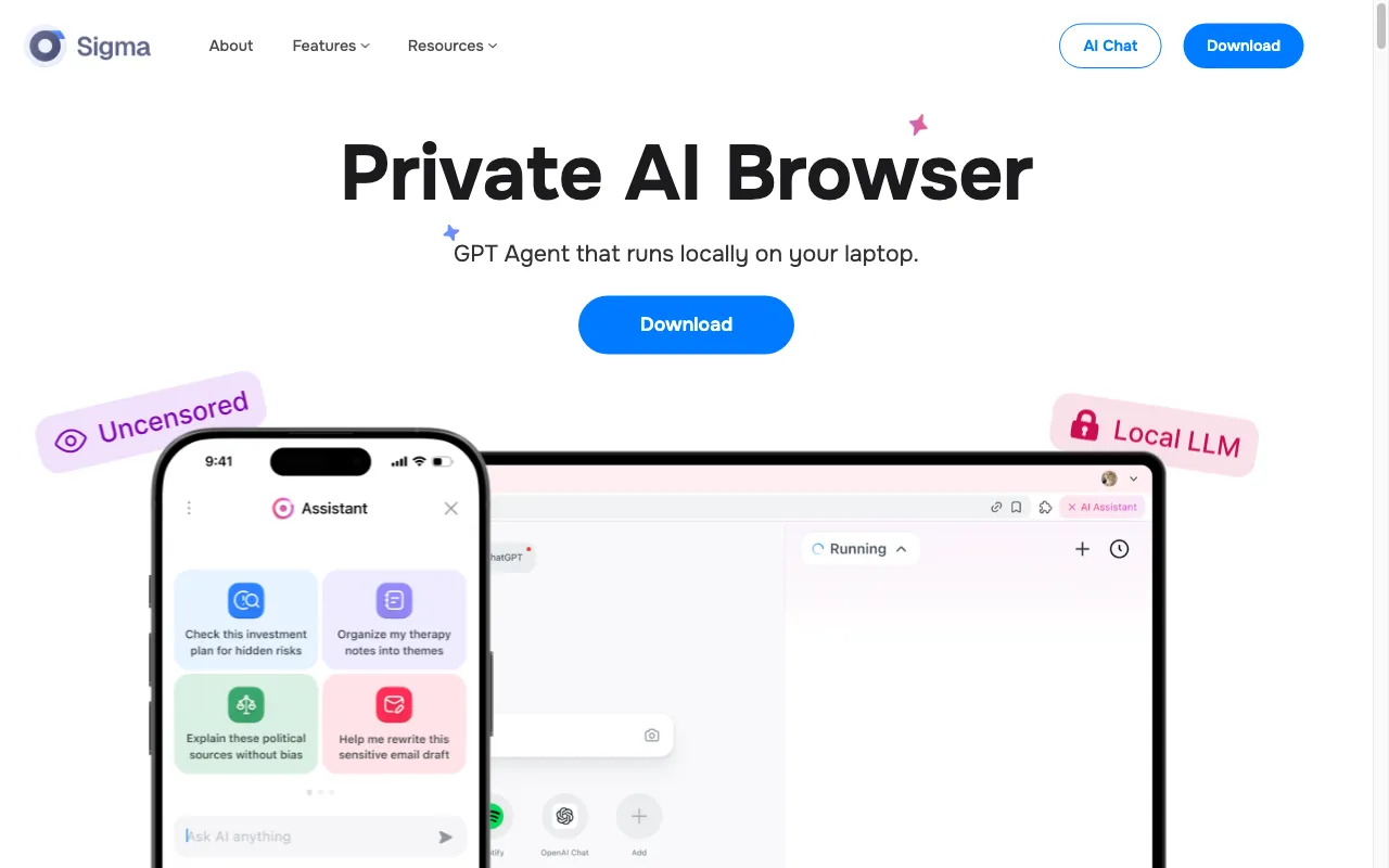 Sigma AI Browser — preview screenshot