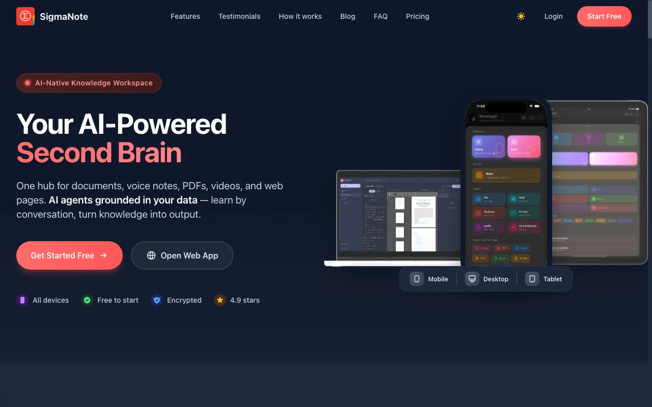 SigmaNote — pricing page