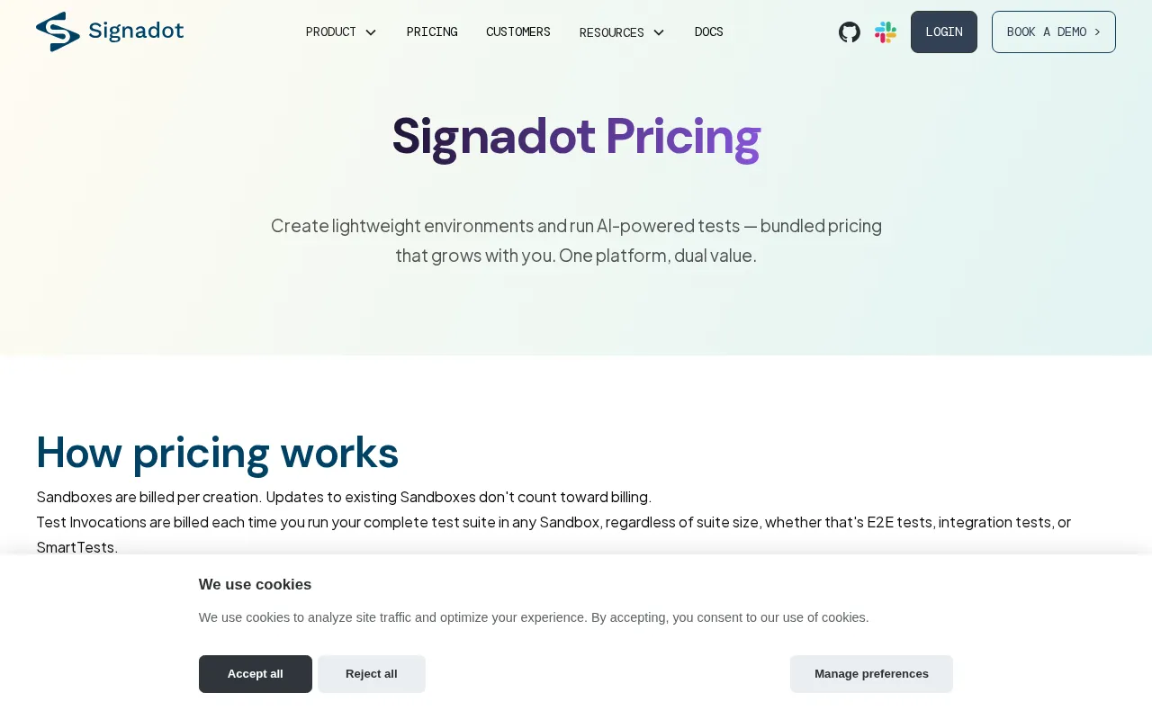 Signadot — pricing page