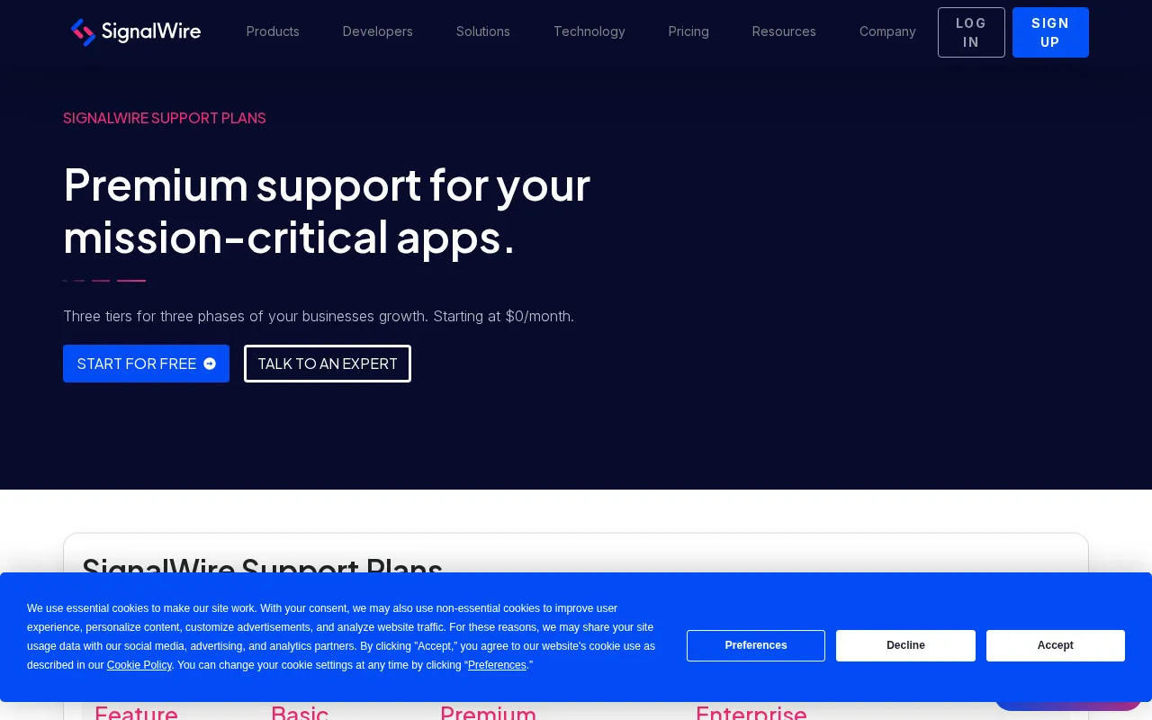 SignalWire — pricing page