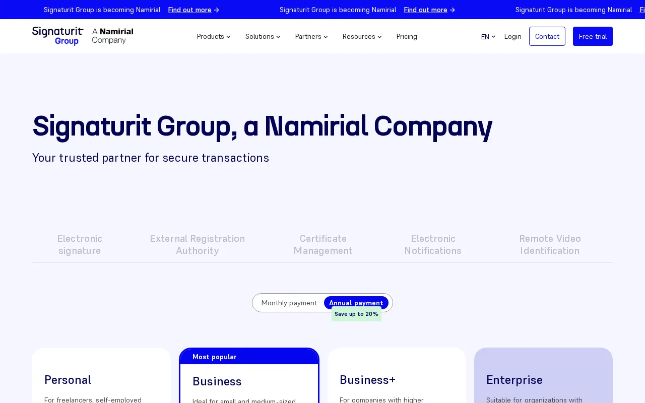 Signaturit — pricing page