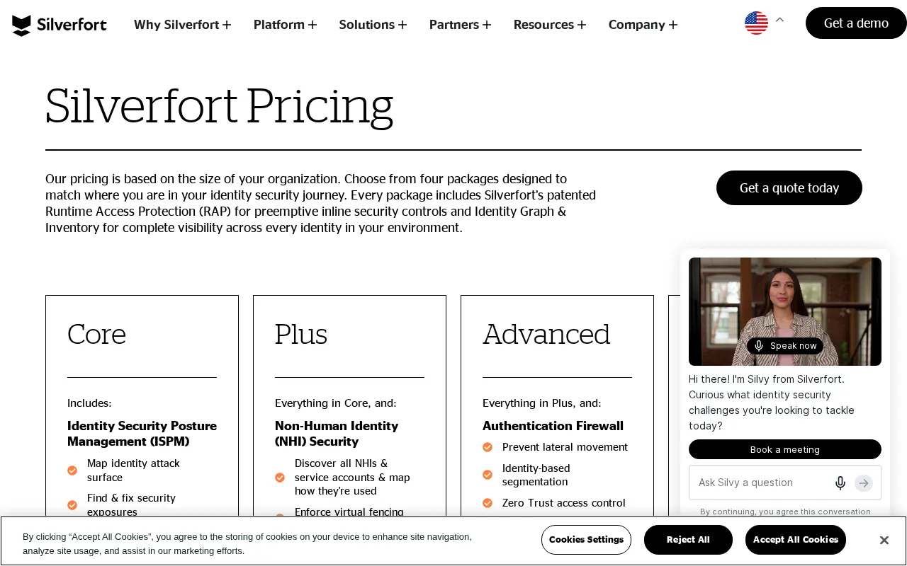 Silverfort — pricing page