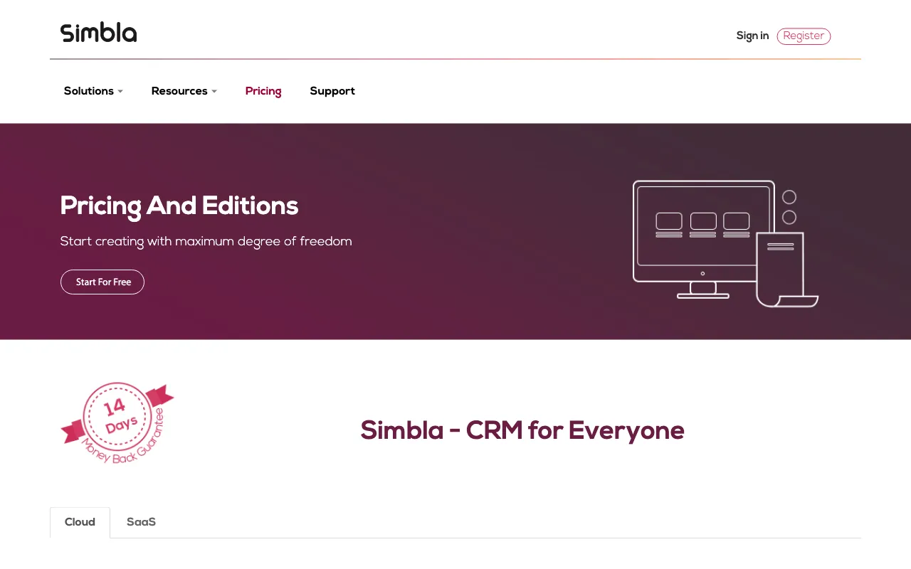 simbla-sites.com — pricing page