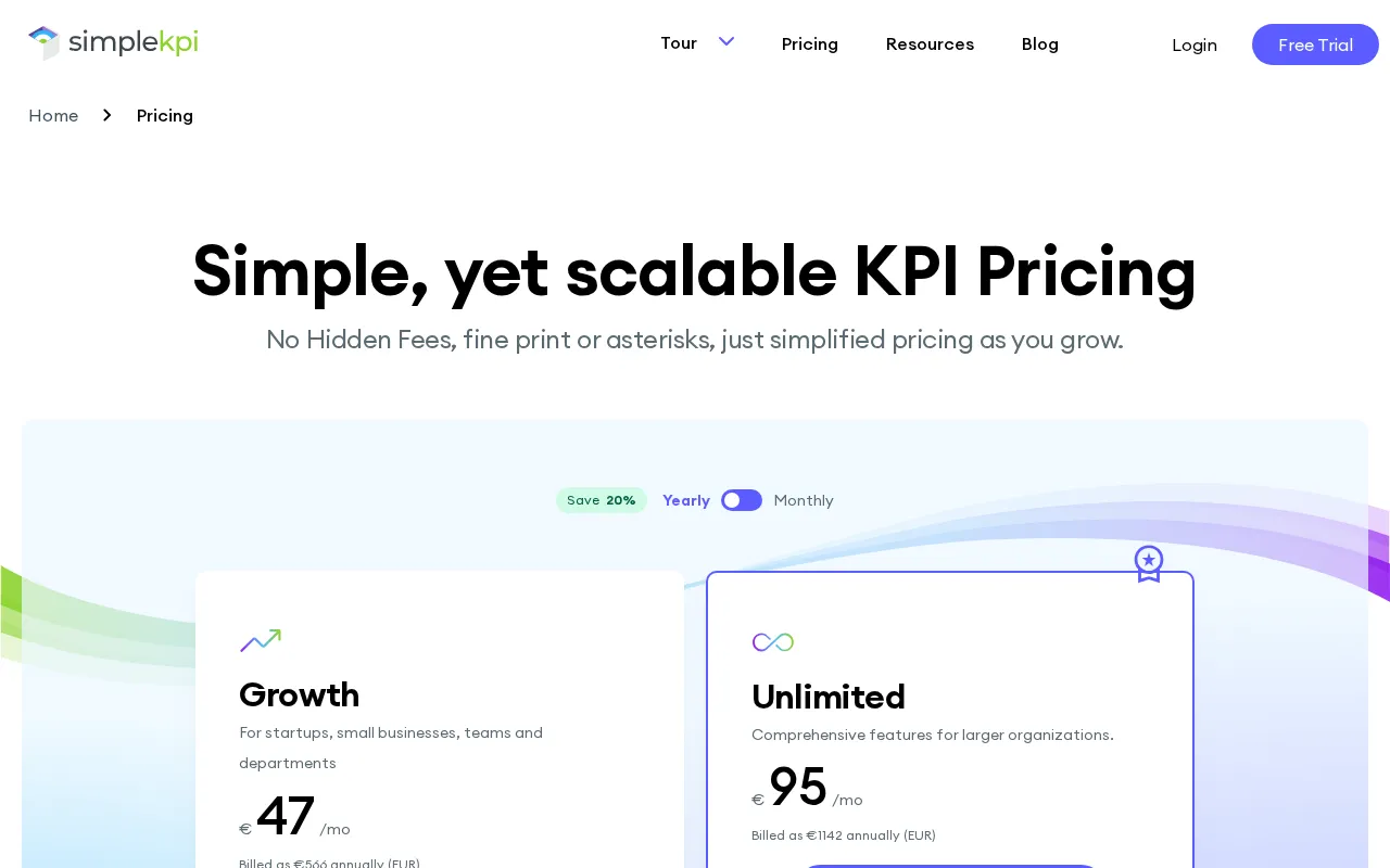 Simplekpi — pricing page