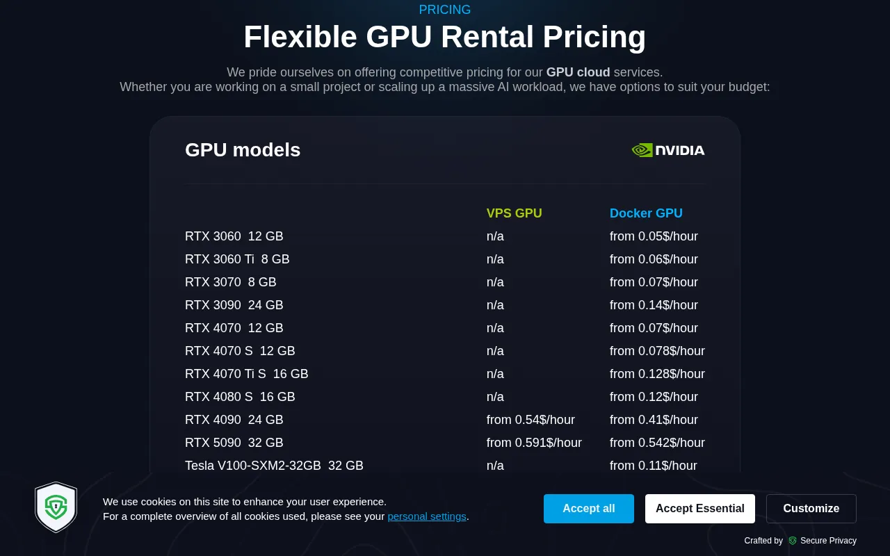 Simplepod — pricing page