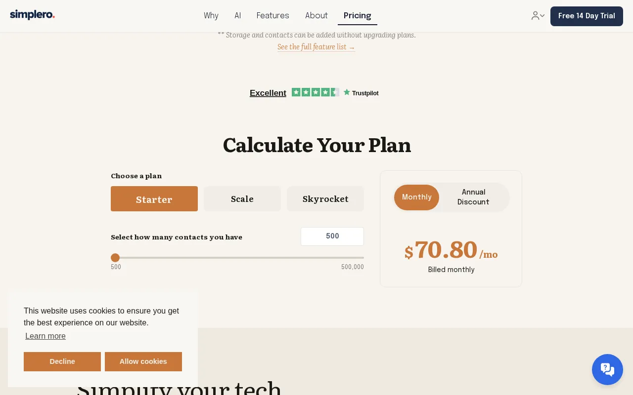 Simplero — pricing page