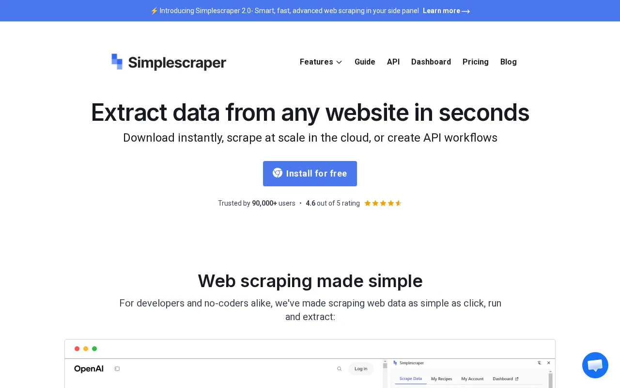 Simplescraper — pricing page