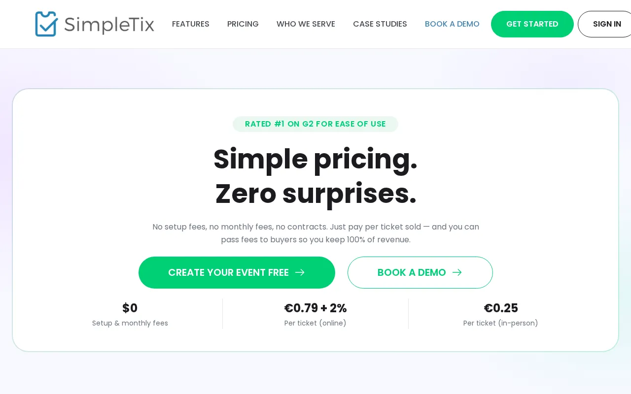 Simpletix — pricing page