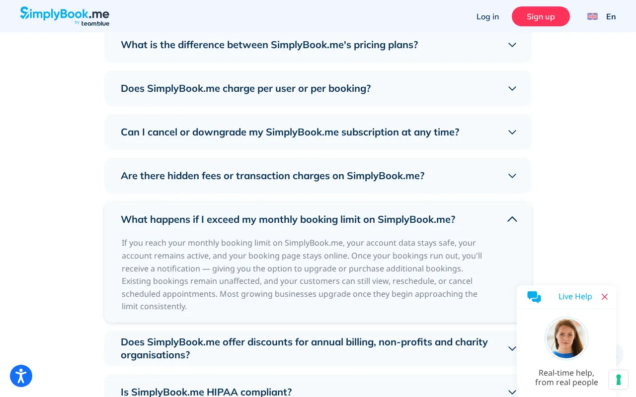 Simplybook — pricing page