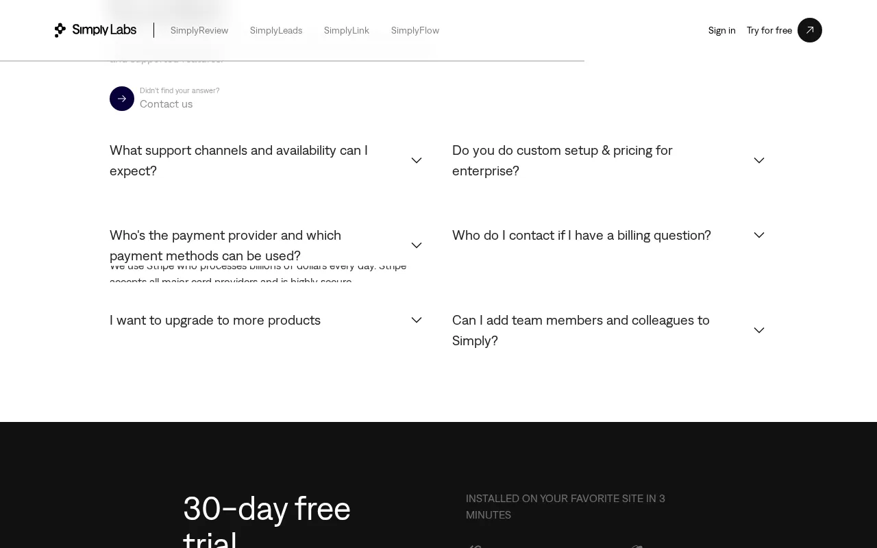 SimplyLabs — pricing page
