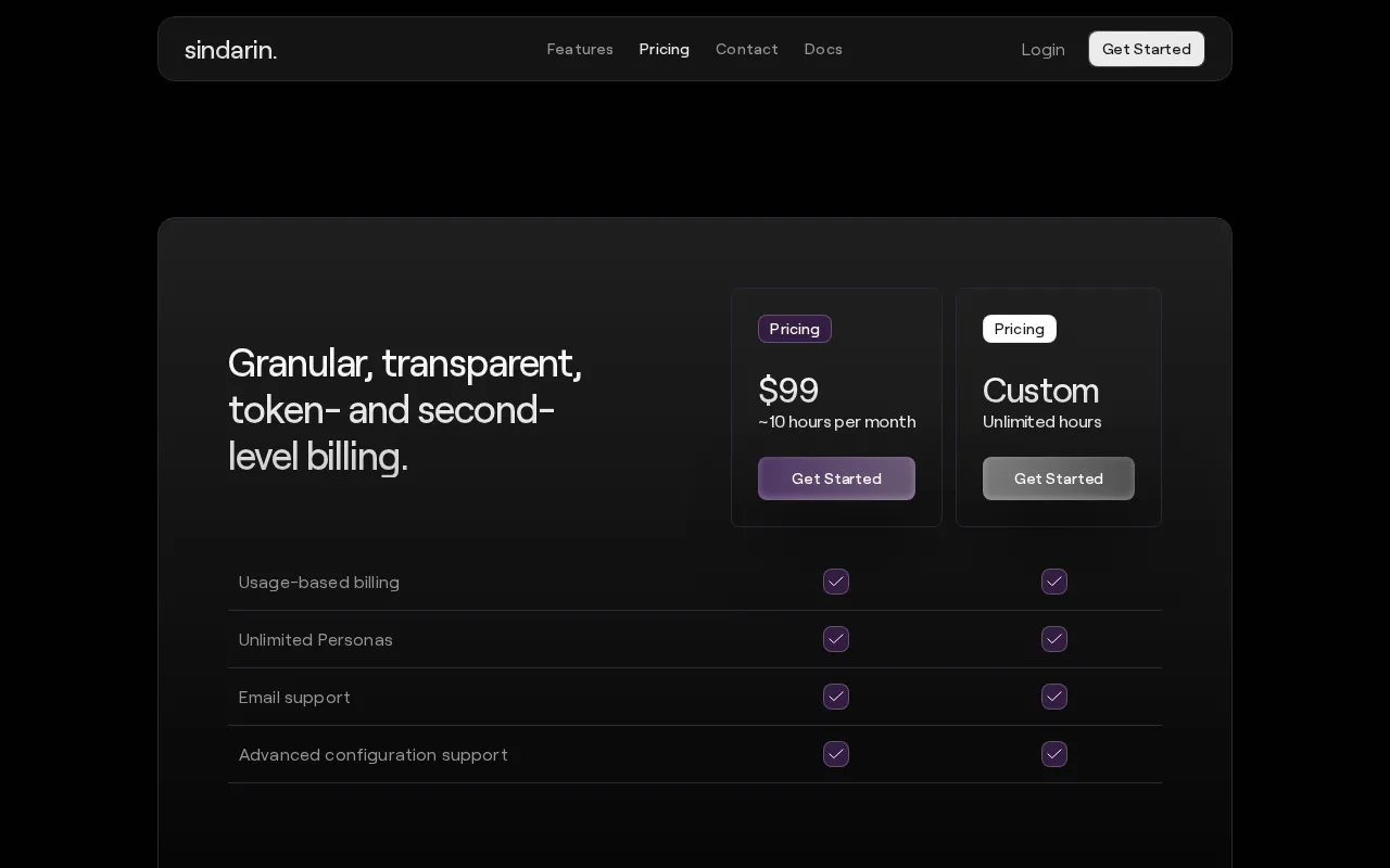 Sindarin — pricing page