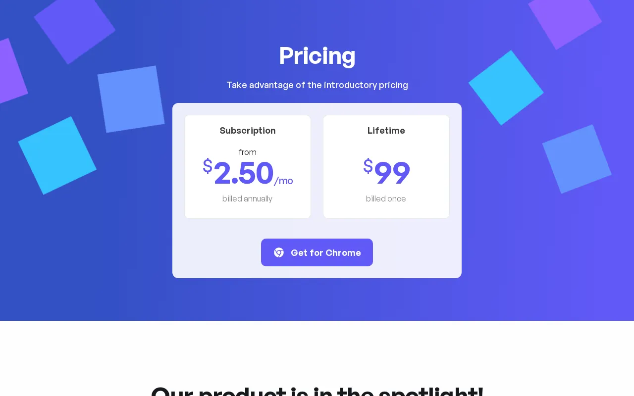 Site Palette — pricing page