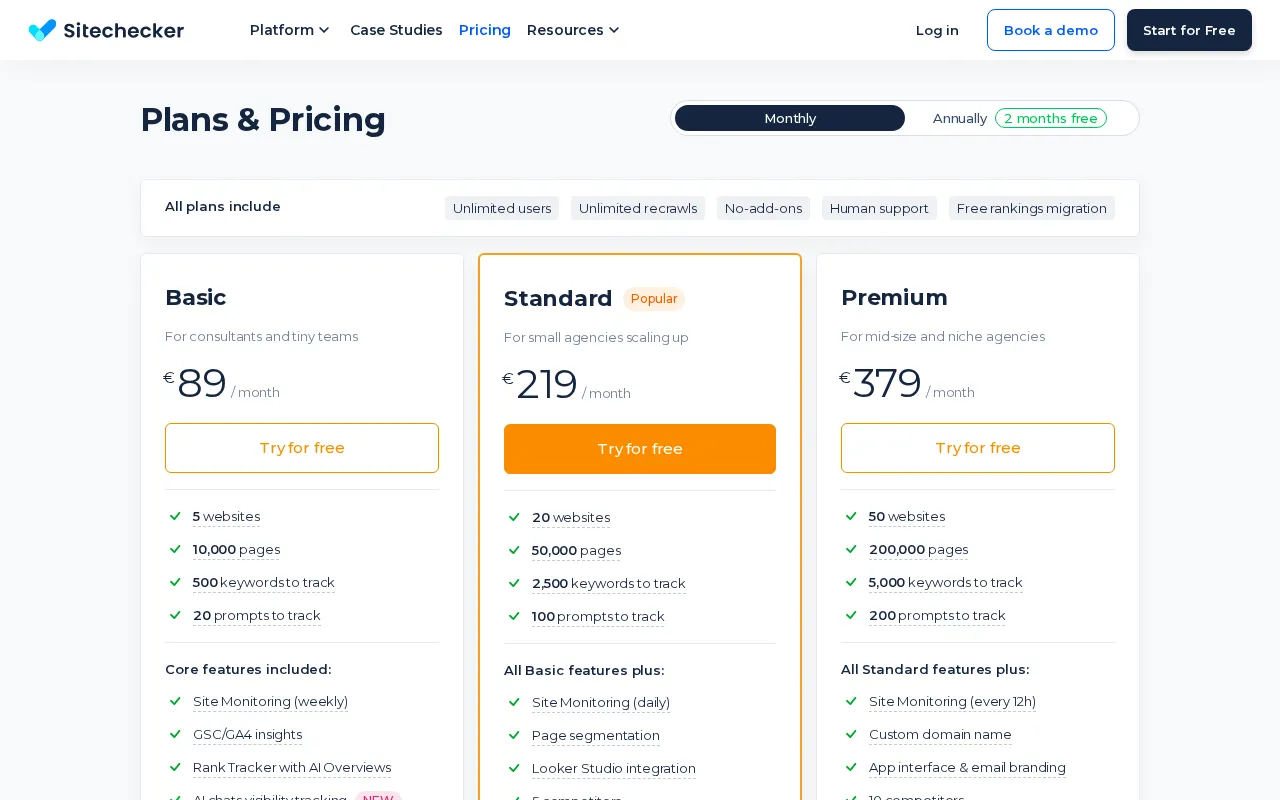 Sitechecker — pricing page