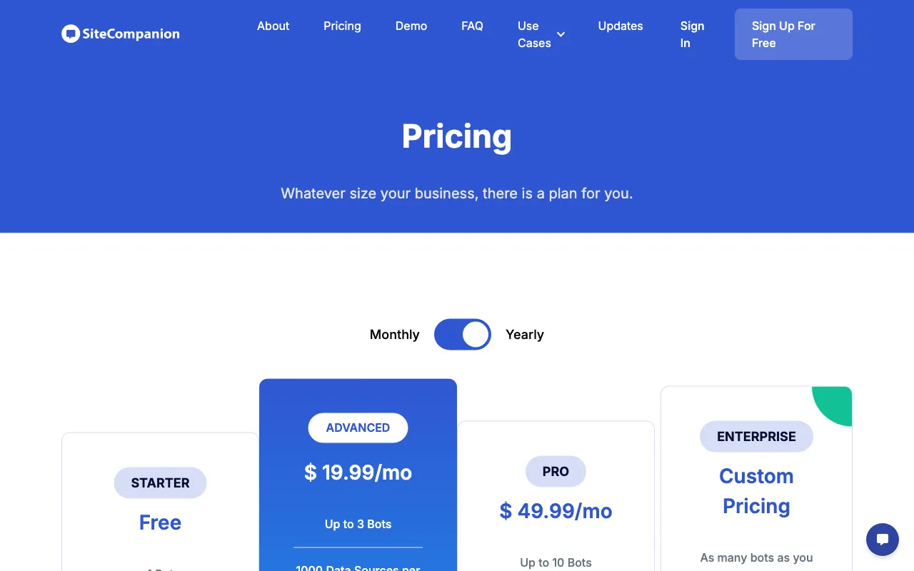 SiteCompanion — pricing page