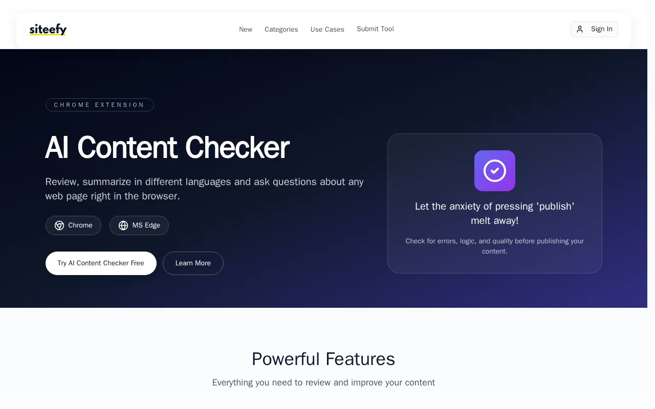 Siteefy content checker — preview screenshot