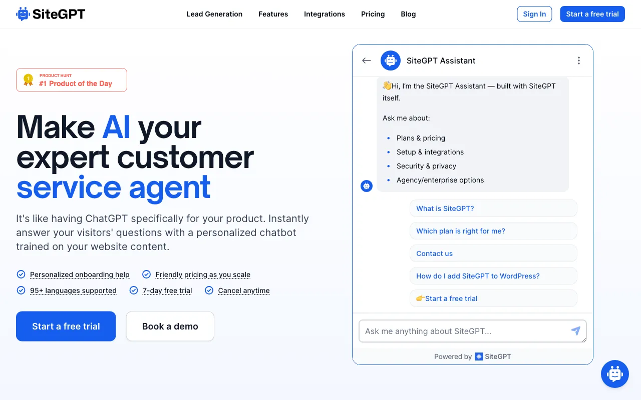 SiteGPT — preview screenshot