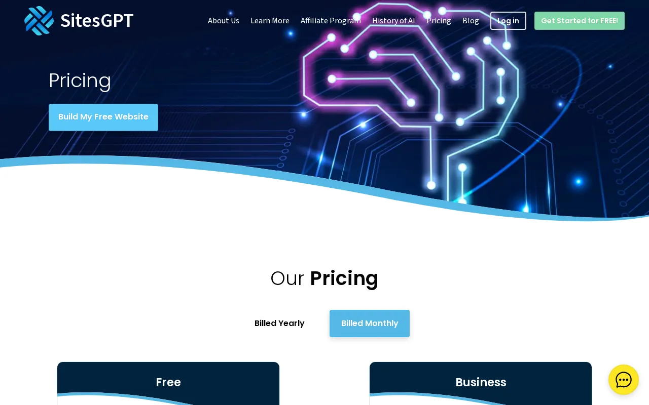 SitesGPT.com — pricing page