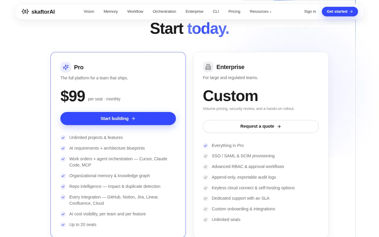 skaftor — pricing page