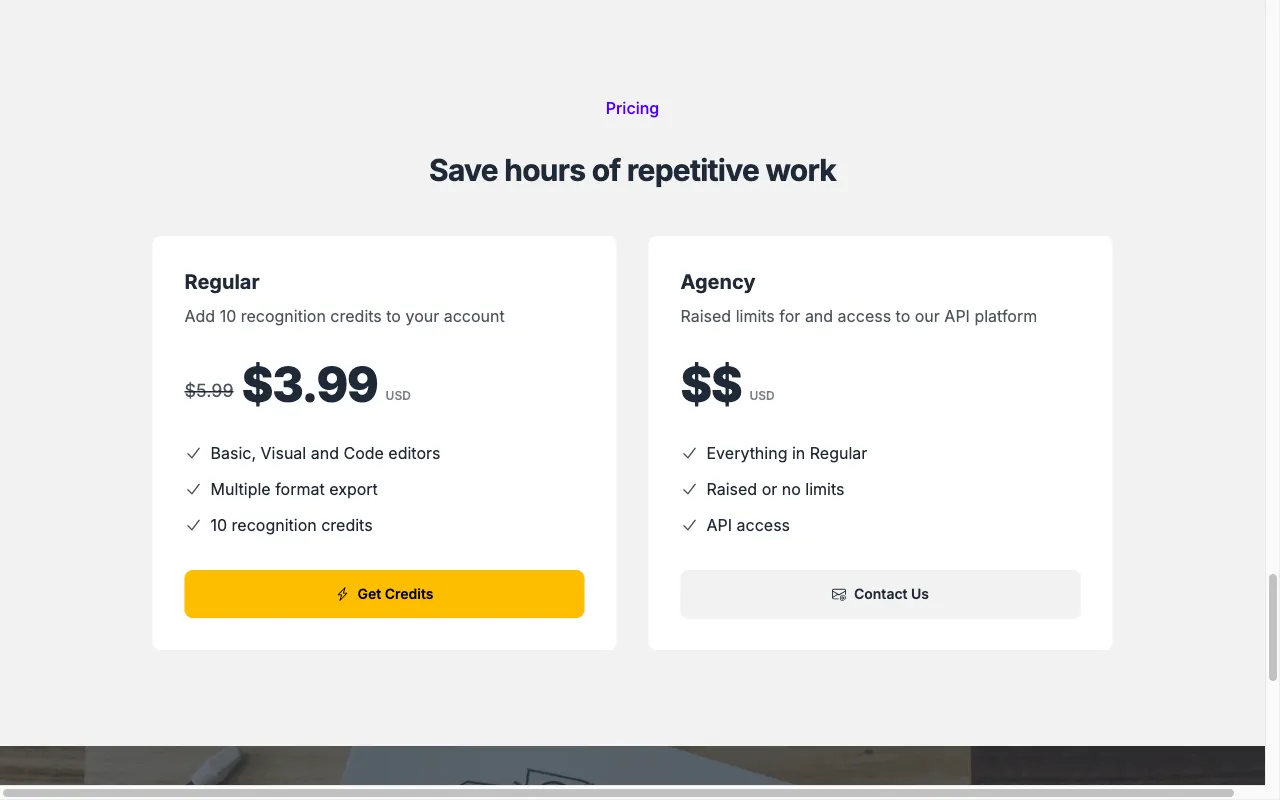 Sketch2scheme — pricing page