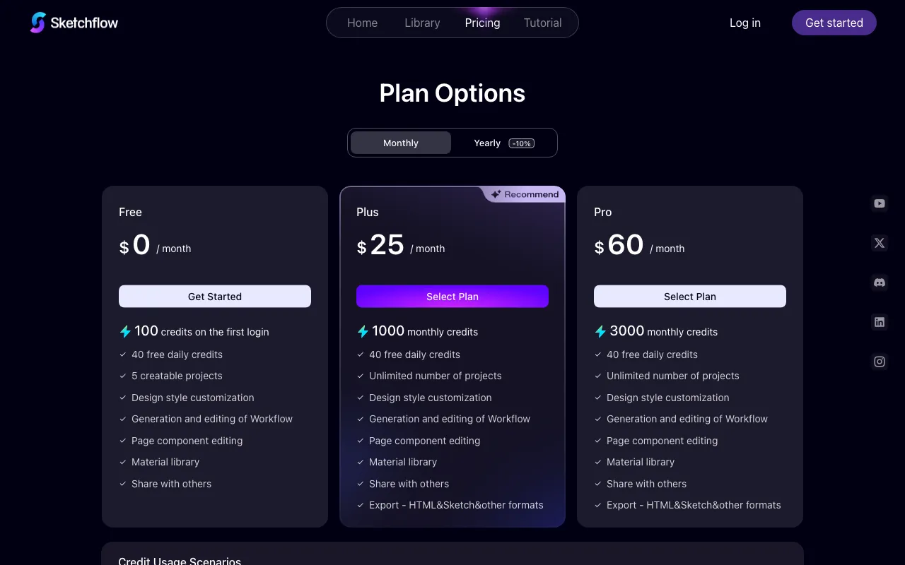 Sketchflow.ai — pricing page