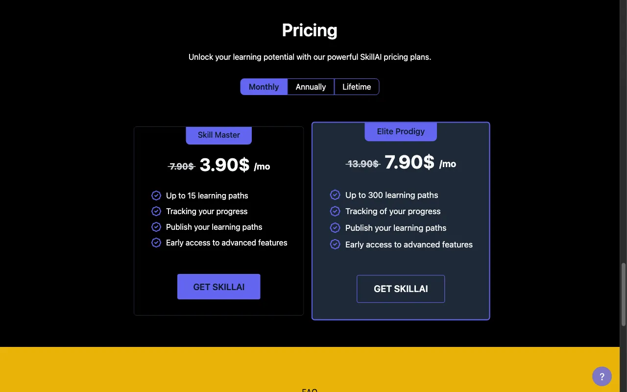 SkillAI — pricing page