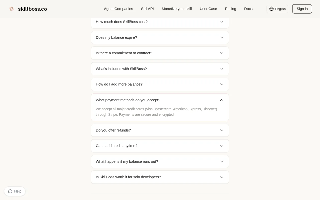 Skillboss — pricing page