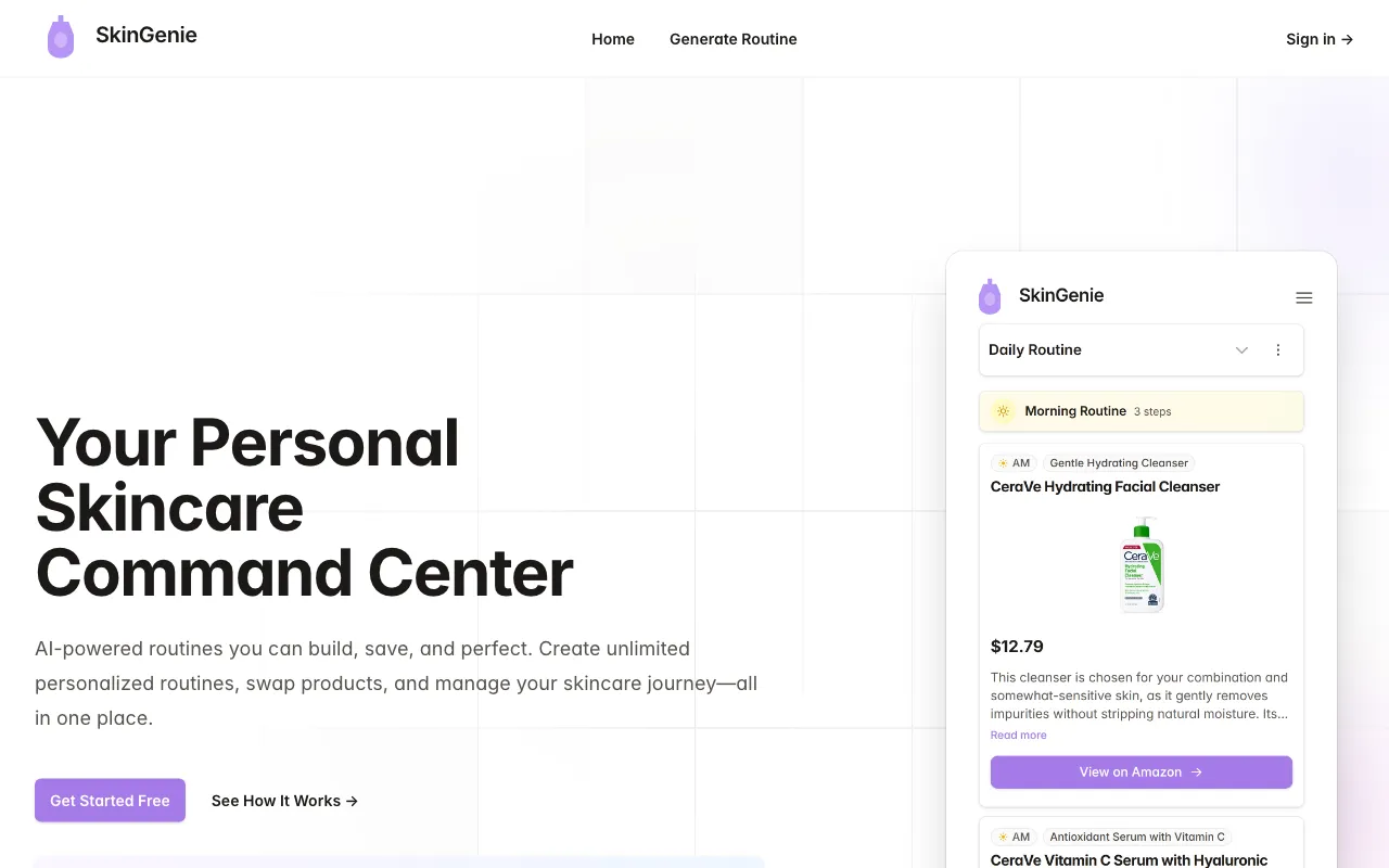SkinGenie — preview screenshot