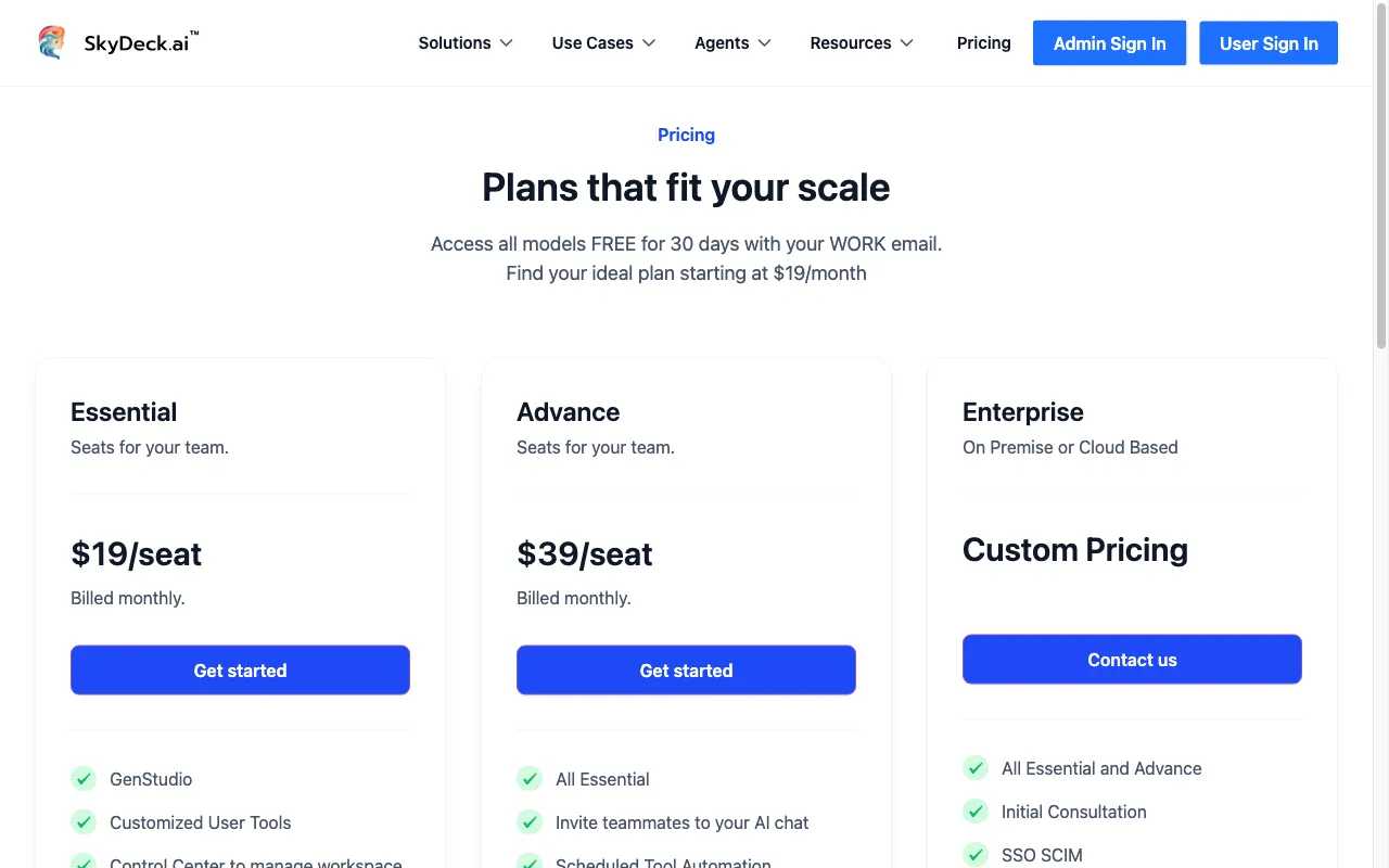 SkyDeck.ai — pricing page