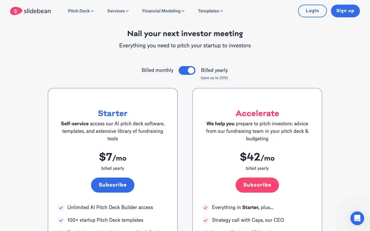 Slidebean Founder Platform — pricing page