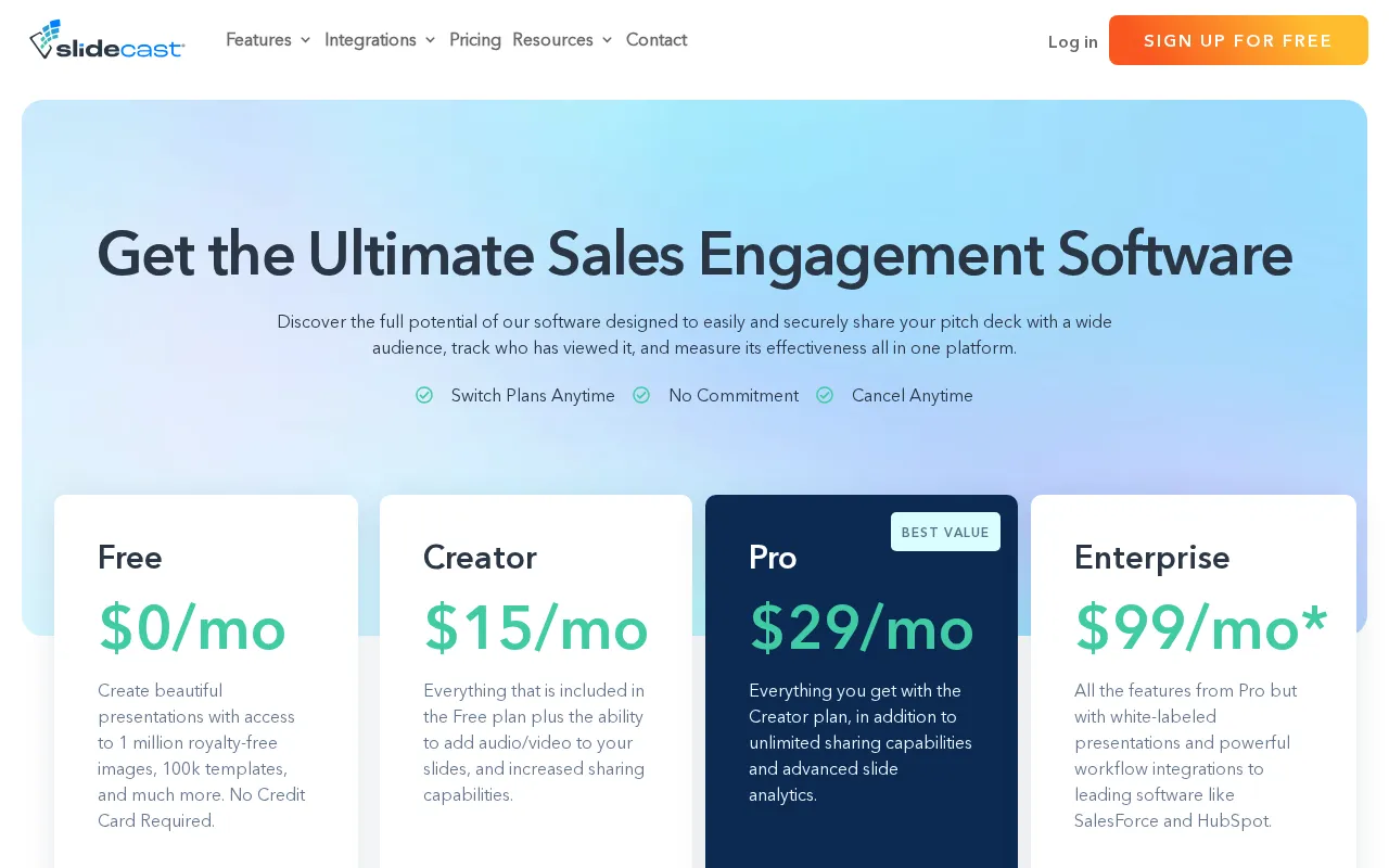 Slidecast — pricing page