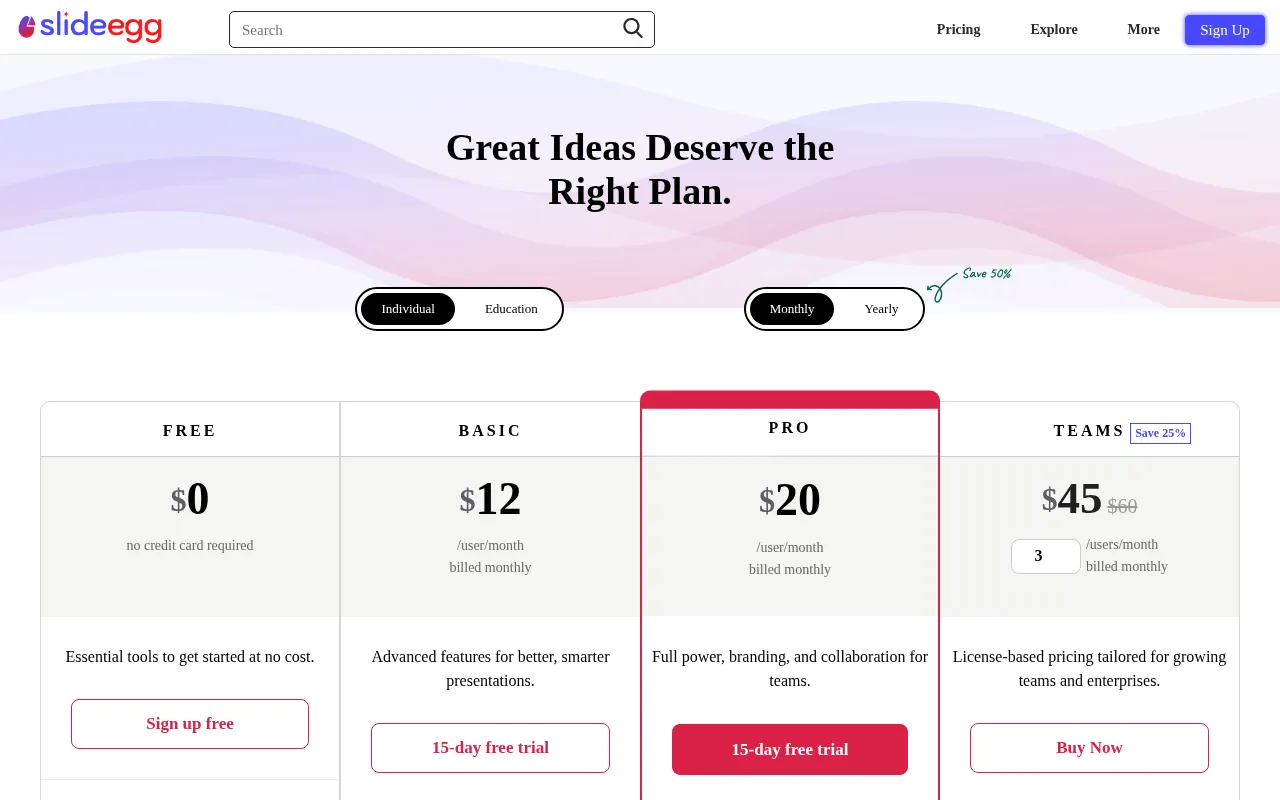 Slideegg — pricing page