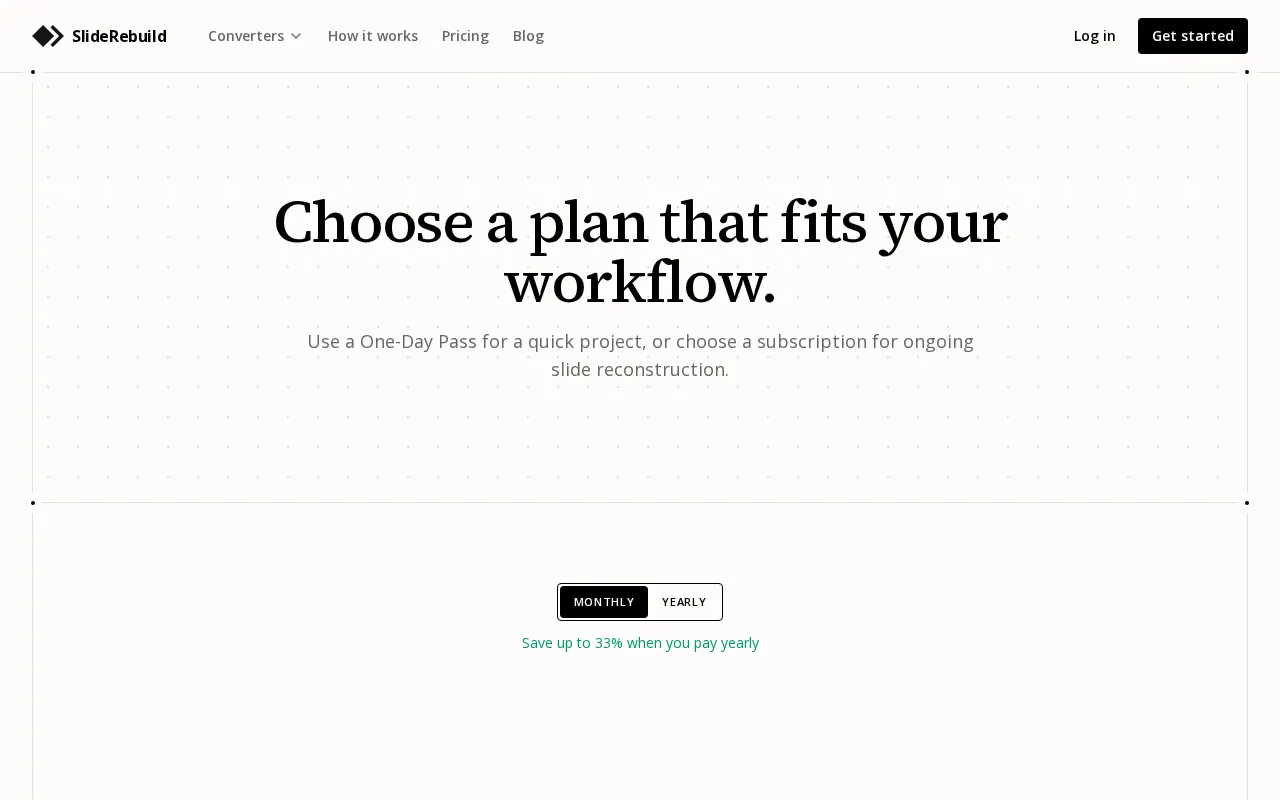 SlideRebuild — pricing page