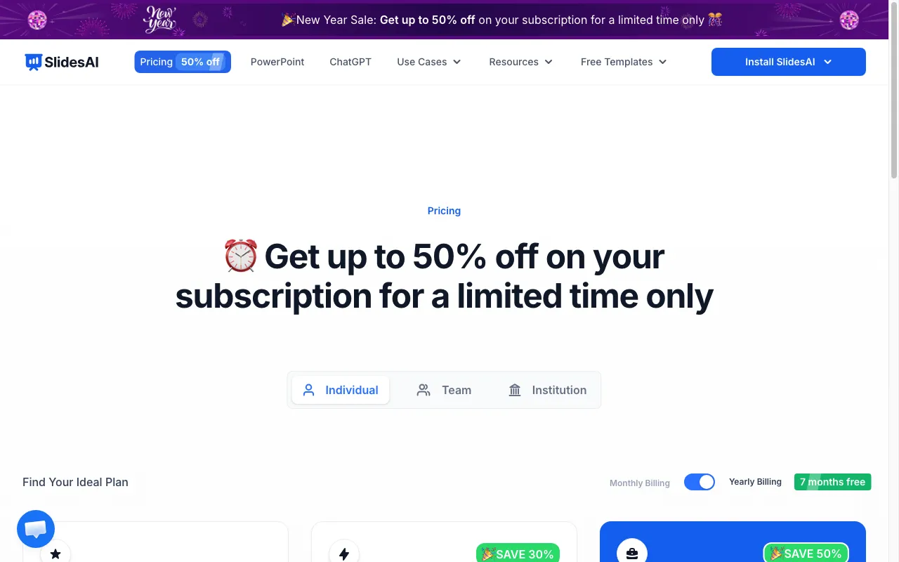 SlidesAI — pricing page