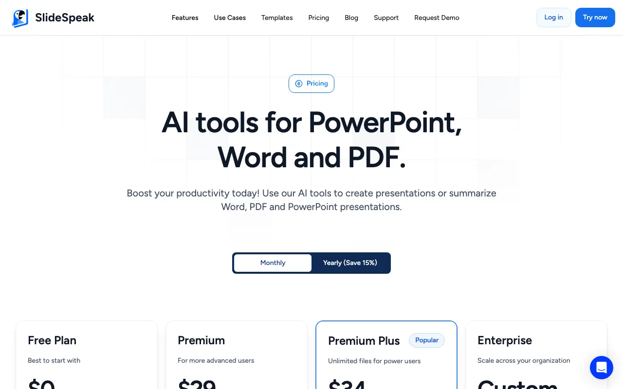 SlideSpeak — pricing page