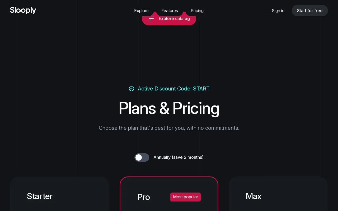 Slooply — pricing page