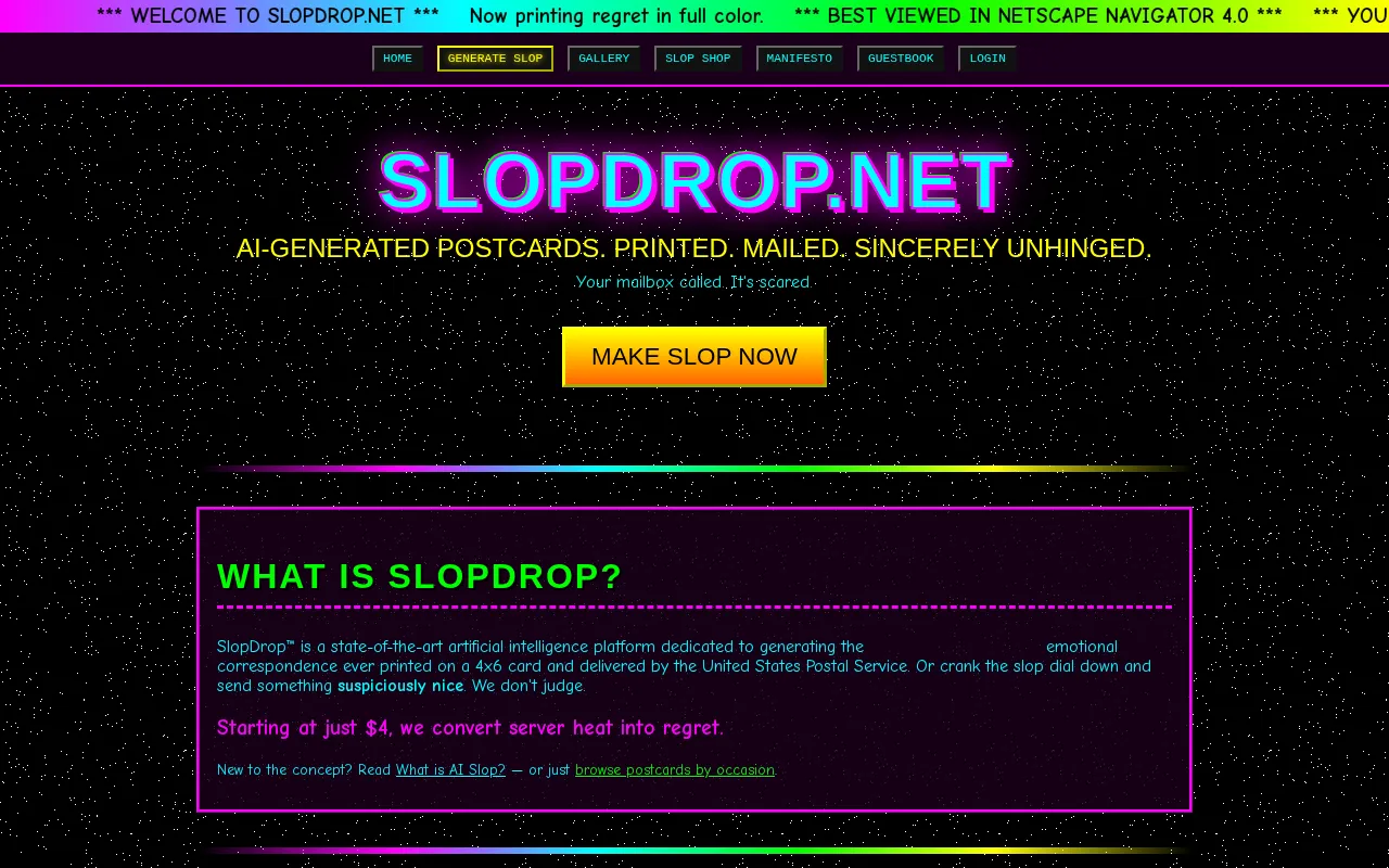 SLOPDROP.NET — pricing page